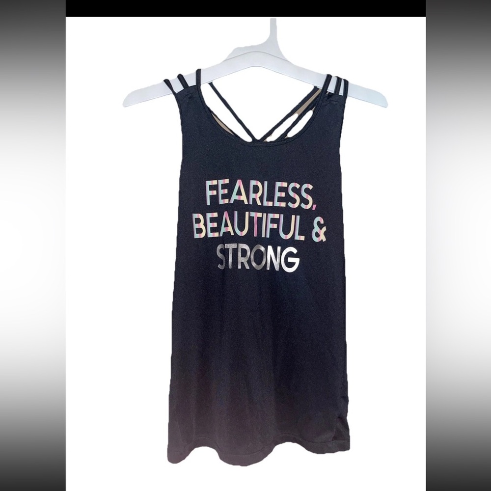 Girls Lightweight Breathable Racerback Tank Fearless Beautiful Strong Sz 14